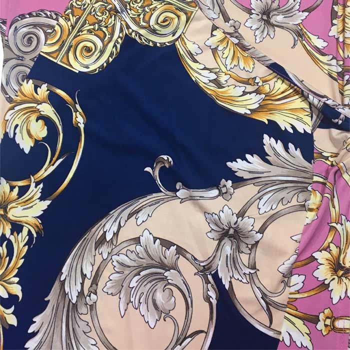 ワンピース ミニ丈 半袖 Vネック LAインポート バロックツタ模様 タイト レイヤード ラップ S.M.L マルチピンク FROM USA UA231016LA019 ワンピース ミニ丈 半袖 Vネック LAインポート バロックツタ模様 タイト レイヤード ラップ S.M.L マルチピンク FROM USA UA231016LA019