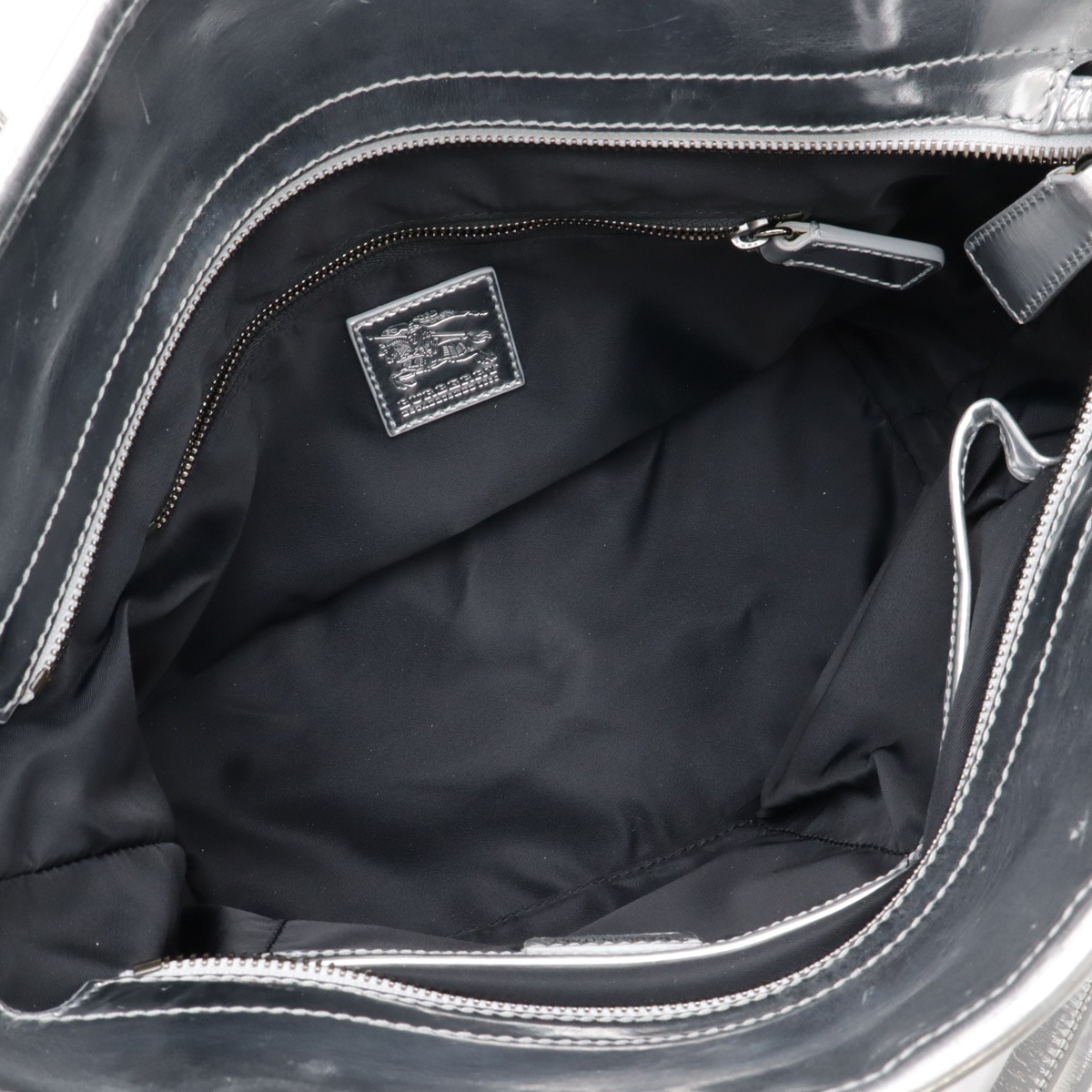 ビートチェック チェック柄 トートバッグ 2WAY ショルダーバッグ ナイロン パテントレザー グレー ブラック シルバ ビートチェック チェック柄 トートバッグ 2WAY ショルダーバッグ ナイロン パテントレザー グレー ブラック シルバ