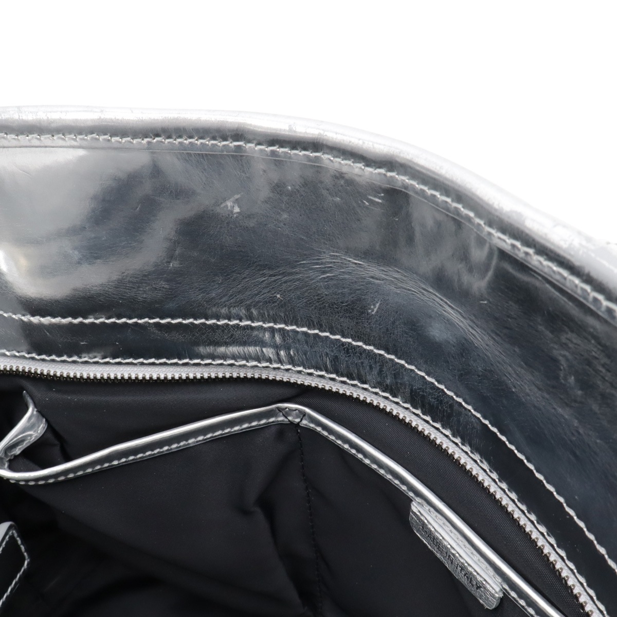 ビートチェック チェック柄 トートバッグ 2WAY ショルダーバッグ ナイロン パテントレザー グレー ブラック シルバ ビートチェック チェック柄 トートバッグ 2WAY ショルダーバッグ ナイロン パテントレザー グレー ブラック シルバ