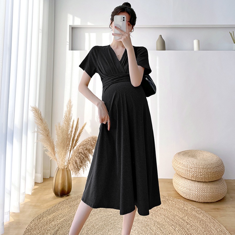 【日本未発売/送料無料】マタニティ ワンピース Vネック 半袖 カシュクール ハイウエスト 【日本未発売/送料無料】マタニティ ワンピース Vネック 半袖 カシュクール ハイウエスト