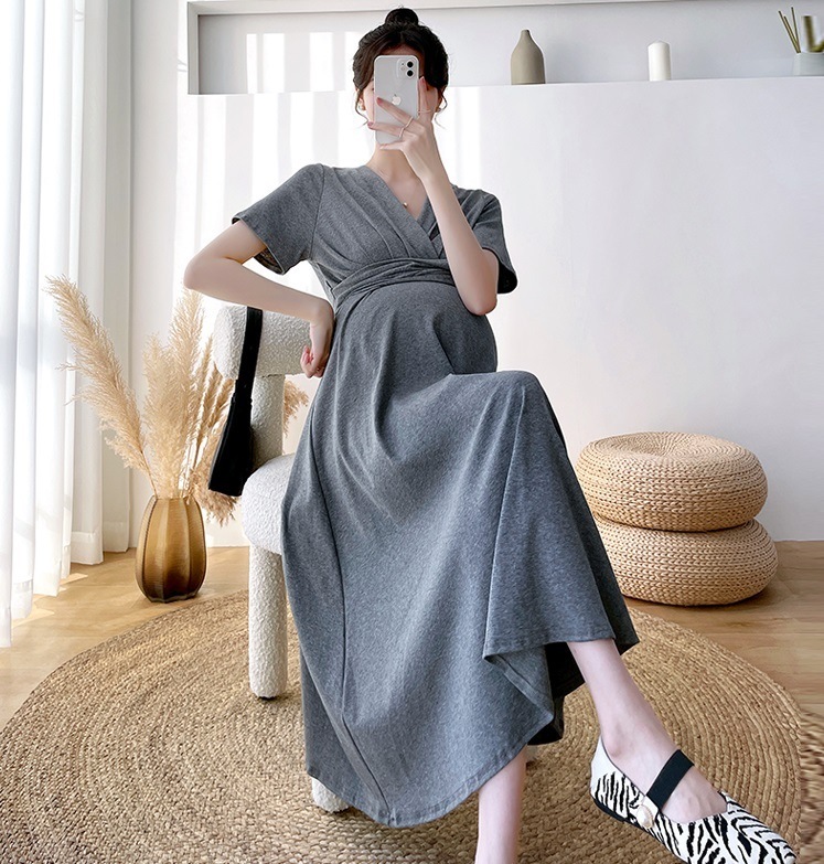【日本未発売/送料無料】マタニティ ワンピース Vネック 半袖 カシュクール ハイウエスト 【日本未発売/送料無料】マタニティ ワンピース Vネック 半袖 カシュクール ハイウエスト