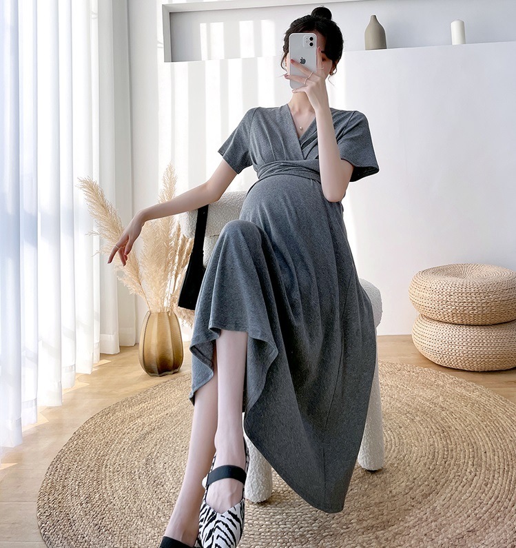 【日本未発売/送料無料】マタニティ ワンピース Vネック 半袖 カシュクール ハイウエスト 【日本未発売/送料無料】マタニティ ワンピース Vネック 半袖 カシュクール ハイウエスト