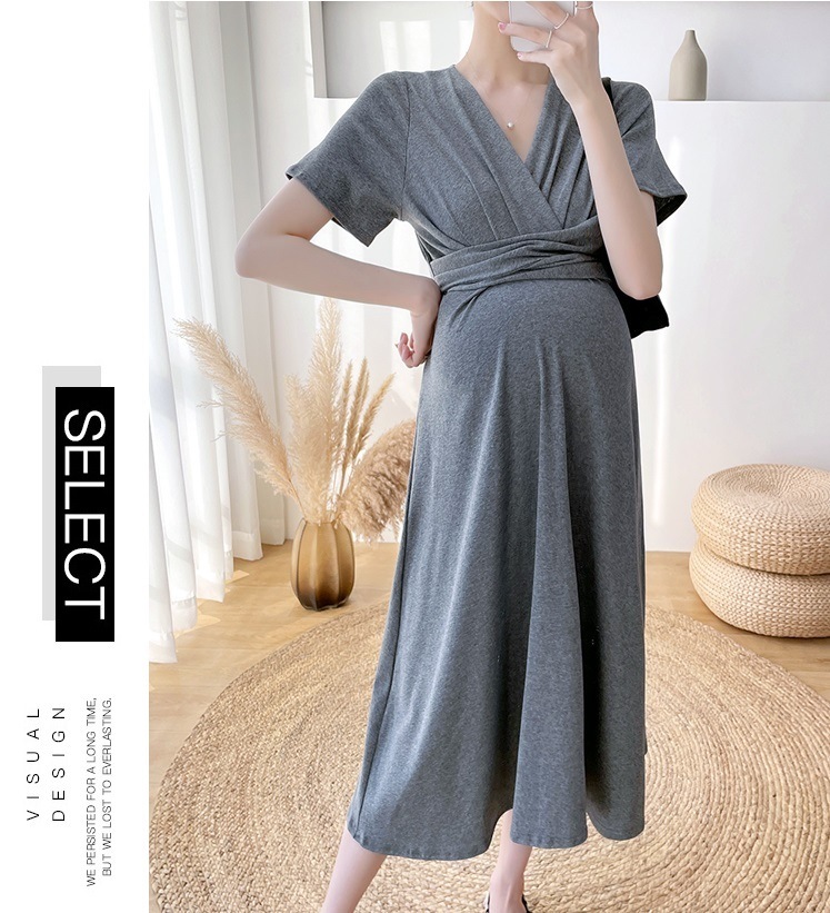 【日本未発売/送料無料】マタニティ ワンピース Vネック 半袖 カシュクール ハイウエスト 【日本未発売/送料無料】マタニティ ワンピース Vネック 半袖 カシュクール ハイウエスト