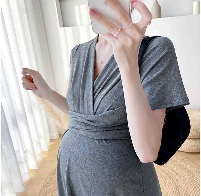 【日本未発売/送料無料】マタニティ ワンピース Vネック 半袖 カシュクール ハイウエスト 【日本未発売/送料無料】マタニティ ワンピース Vネック 半袖 カシュクール ハイウエスト