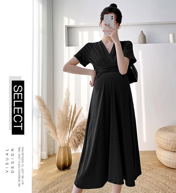 【日本未発売/送料無料】マタニティ ワンピース Vネック 半袖 カシュクール ハイウエスト 【日本未発売/送料無料】マタニティ ワンピース Vネック 半袖 カシュクール ハイウエスト