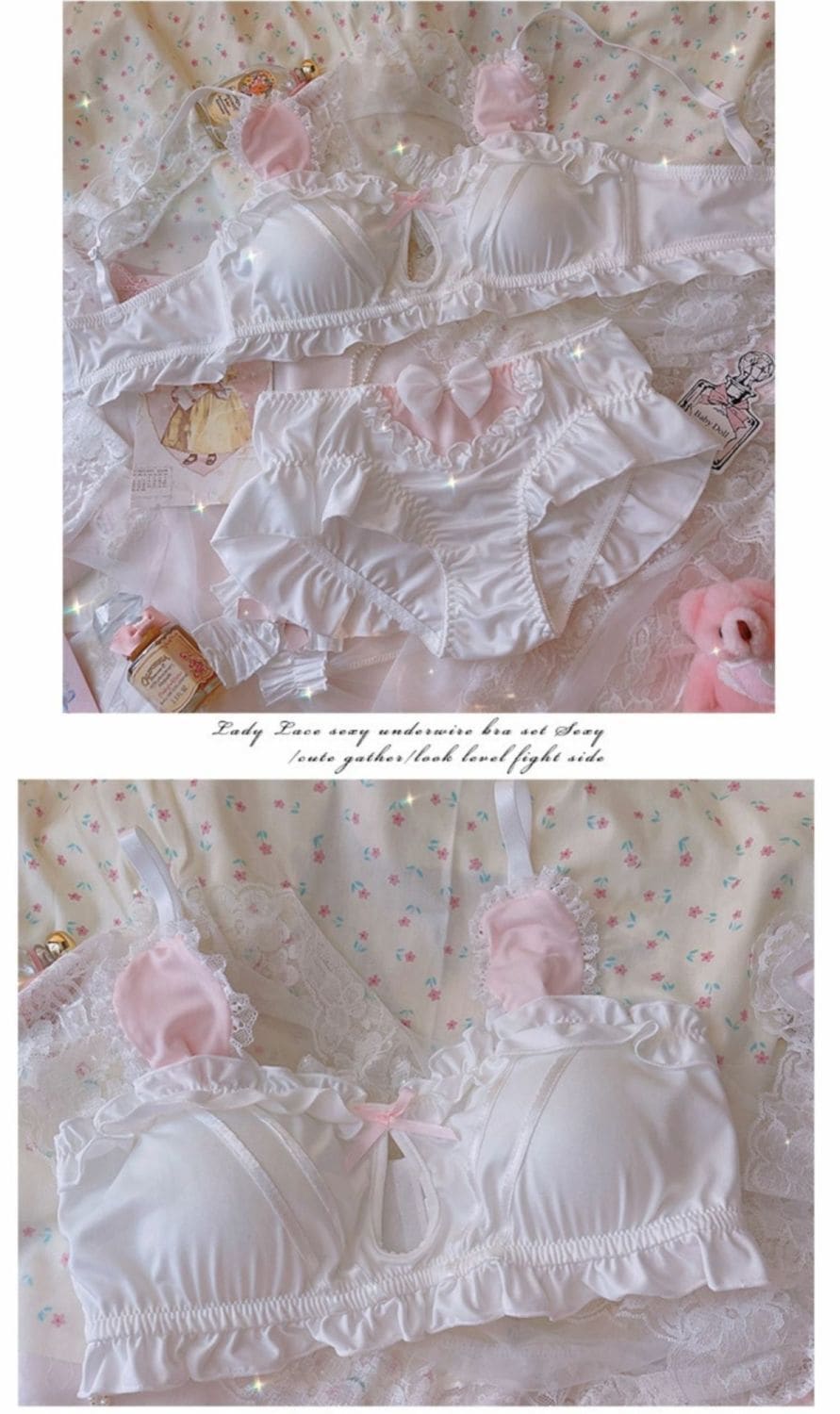 ロリータ うさみみ ガーリー スタイル 純情 フリル かわいい 下着 セクシー ブトップ ブラ セット