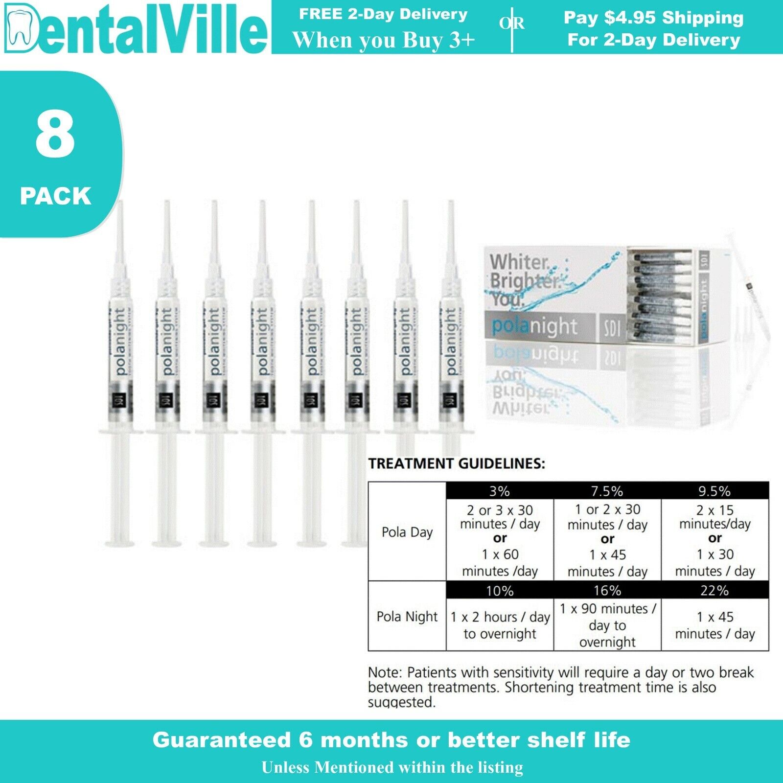 SDI Advanced Tooth System 22% Carbamide 8pk ポーラナイト 歯のホワイトニング 8本セット