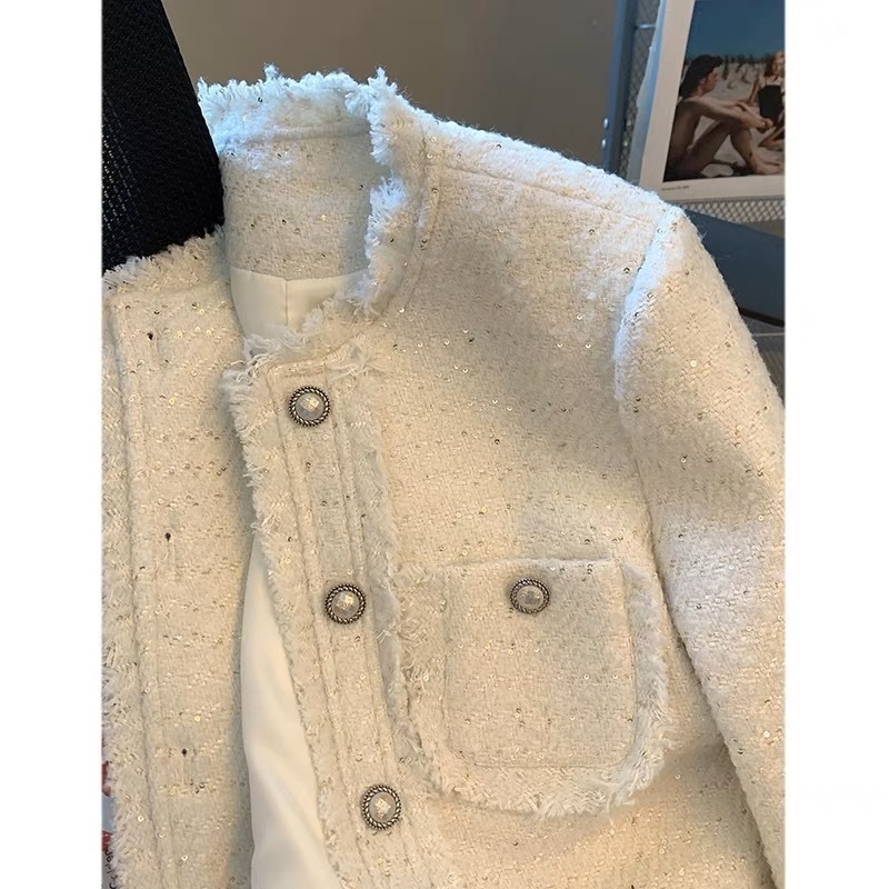 （細工が凝っている）女性のための小さなフレグランススタイルのジャケットハイエンドの社交界の春と秋の新しいスタイルハイエンドの気質ツイードフレンチトップ