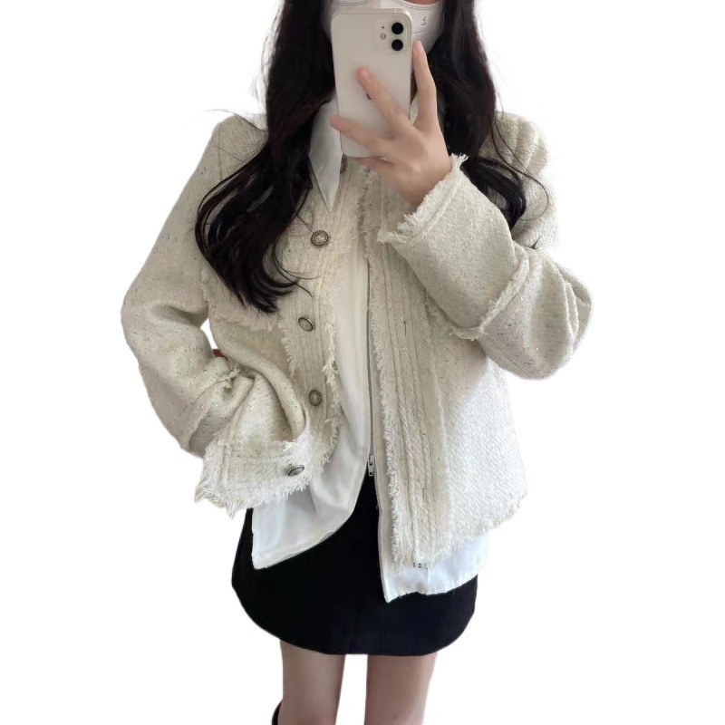 （細工が凝っている）女性のための小さなフレグランススタイルのジャケットハイエンドの社交界の春と秋の新しいスタイルハイエンドの気質ツイードフレンチトップ