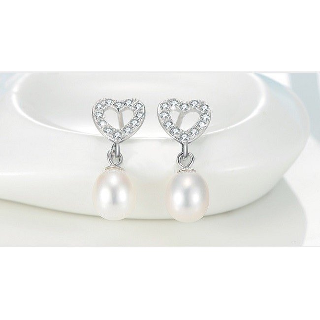 ピアス レディース パール オープンハート 揺れる 30代40代50代 CZ ウェディング 二次会