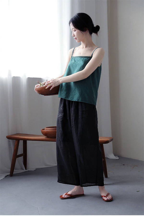 Qoo10] リネン ワイドパンツ リネンパンツ 涼し