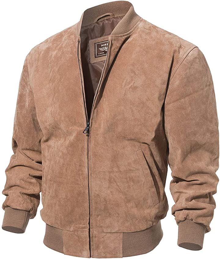 レザージャケット メンズ 本革豚革 野球 フライトジャケット バイクライダースジャケット 革ジャン アウター カジュアル 春秋冬(ベージュ, M)