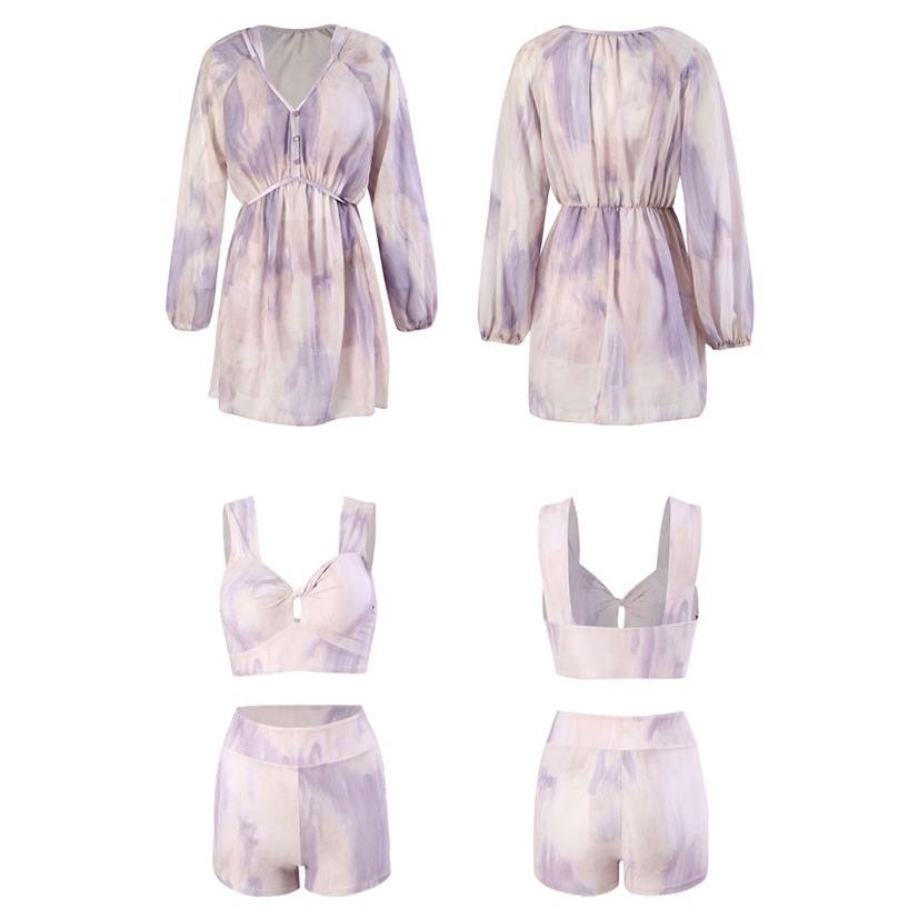 【1～3日で出荷】水着 レディース 体型カバー タンキニ 水着 UVカット ワンピース ぽっちゃり 大きいサイズ かわいい ショートパンツ 着痩せ パッド付 ビーチ 海デート 韓国風