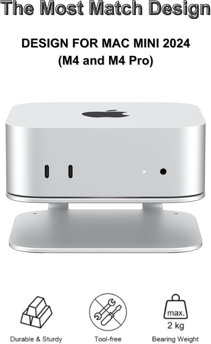 Mac mini M4スタンド アルミマウント 2024 / Pro用 冷却内蔵 電源ボタンへのアクセス 滑り止め アクセサリー(シルバー) Mac mini M4スタンド アルミマウント 2024 / Pro用 冷却内蔵 電源ボタンへのアクセス 滑り止め アクセサリー(シルバー)