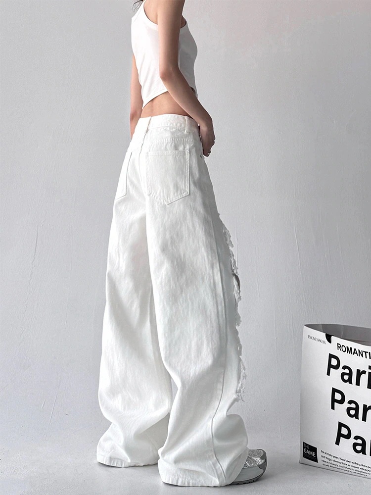 【急速出荷!】25 デニムパンツ ボトムス ハイウエスト ジーンズ K-PP ストリートファッション系モップ韓国風ファッション練習ジーンズ シルエットゆったりレッグレディースカジュアルジーパン衣装