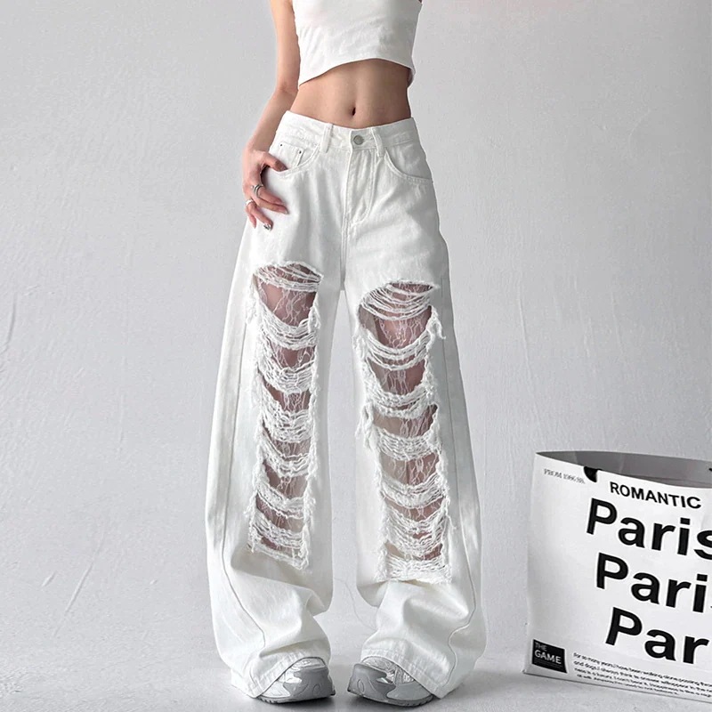 【急速出荷!】25 デニムパンツ ボトムス ハイウエスト ジーンズ K-PP ストリートファッション系モップ韓国風ファッション練習ジーンズ シルエットゆったりレッグレディースカジュアルジーパン衣装