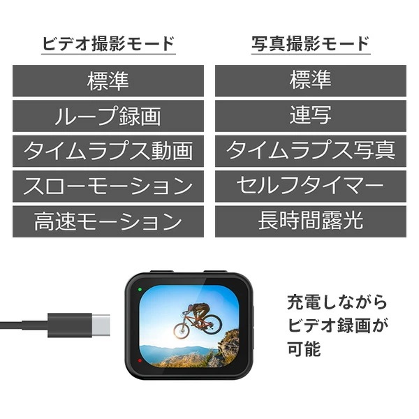 4K対応アクションカメラ 防水 IPX8 水深21m 1200万画素 手振れ補正 Wi-Fi対応 F3ACWF-01