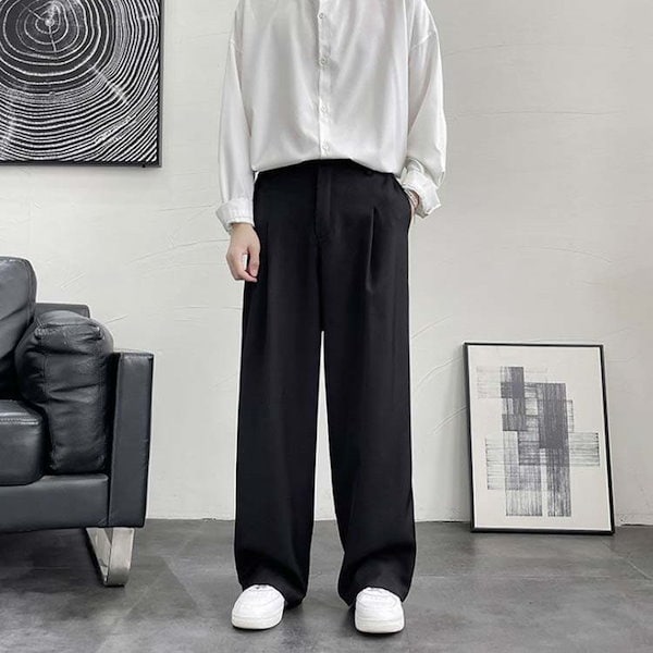 Qoo10] ワイドパンツメンズ夏バギーパンツ春スラッ