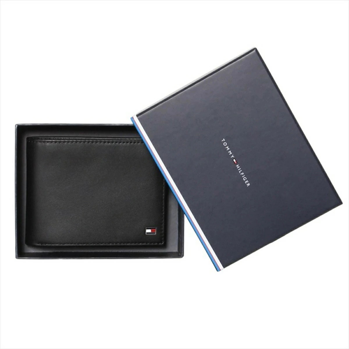 TOMMY HILFIGER AM0A00651-002-BK トミー ヒルフィガー 二折財布小銭入付 カーフスキンレザー ブラック TOMMY HILFIGER AM0A00651-002-BK トミー ヒルフィガー 二折財布小銭入付 カーフスキンレザー ブラック