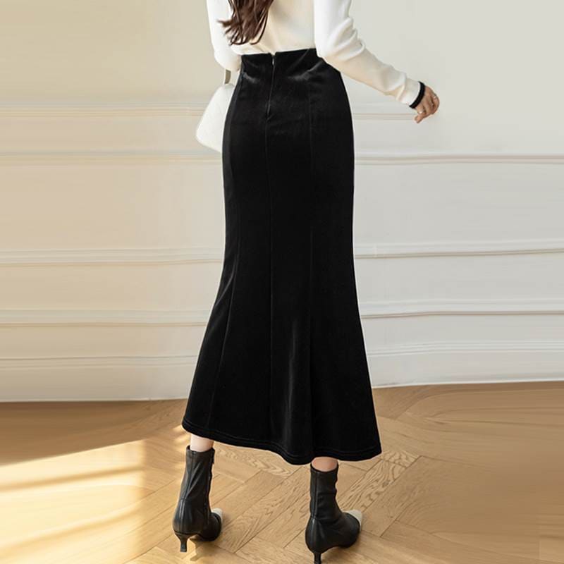 スカート タイトスカート マーメイドスカート ロングスカート ミモレ スリム 細身 マーメイド バックファスナー 中厚手 ベロア 大人可愛い きれいめ シンプル 上品 こなれ感 ガーリー カジュアル スカート タイトスカート マーメイドスカート ロングスカート ミモレ スリム 細身 マーメイド バックファスナー 中厚手 ベロア 大人可愛い きれいめ シンプル 上品 こなれ感 ガーリー カジュアル