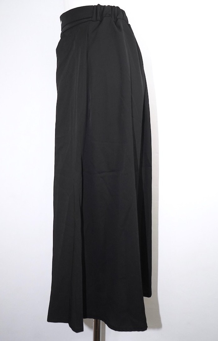 Slit Design Belted Flare Long Skirt (black) A,D,G レディース ボトムス