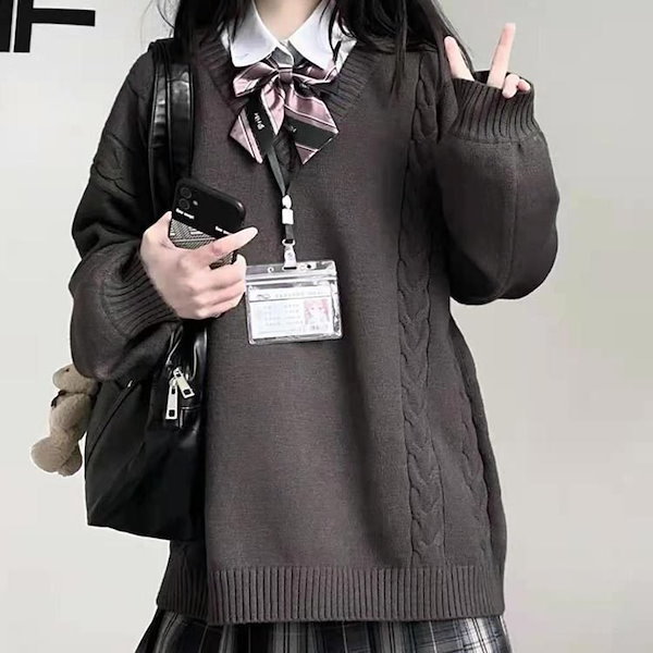 Qoo10] スクールセーター カーディガン 制服 V