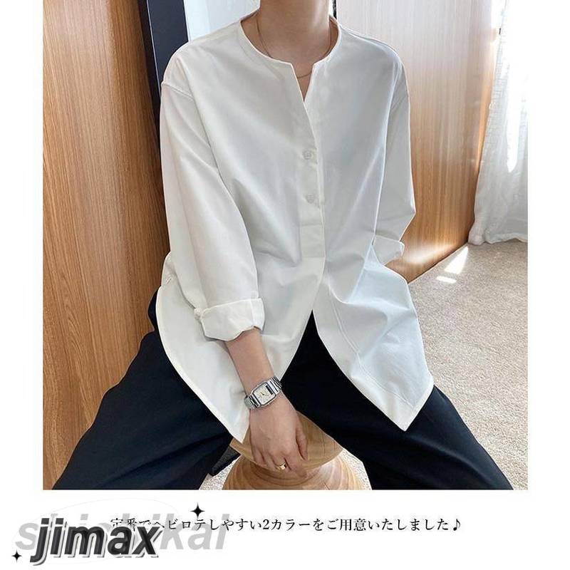 無地シャツブラウス レディース 春 秋 冬 長袖 おしゃれ ロング