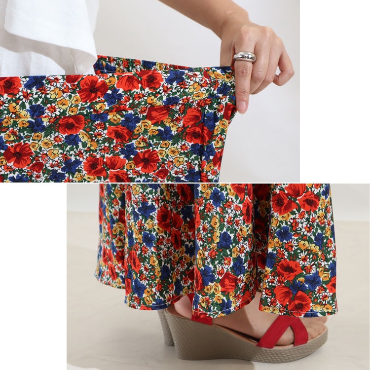 大きいサイズ レディース ボトムス スカート 花柄マキシ丈マーメイドスカート ロングスカート マーメイ