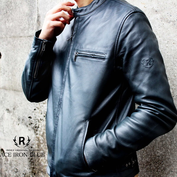 RIDEZ ACE JACKET IRON BLUE M RLJ110 シングルライダースジャケット