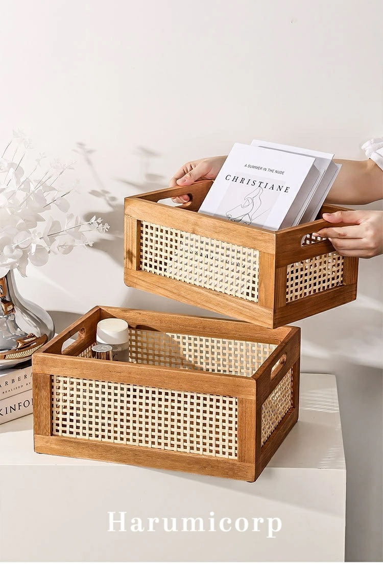 【即納828】木製デスクトップ収納ボックス 収納ケース 木製 卓上収納 藤編 小物入れ 多機能雑貨 長方形収納ボックス 玄関 収納 ボックス 収納盒 45*30*20 【即納828】木製デスクトップ収納ボックス 収納ケース 木製 卓上収納 藤編 小物入れ 多機能雑貨 長方形収納ボックス 玄関 収納 ボックス 収納盒 45*30*20