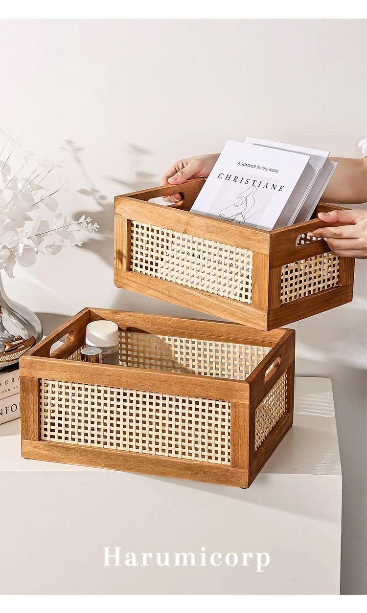 【即納828】木製デスクトップ収納ボックス 収納ケース 木製 卓上収納 藤編 小物入れ 多機能雑貨 長方形収納ボックス 玄関 収納 ボックス 収納盒 45*30*20 【即納828】木製デスクトップ収納ボックス 収納ケース 木製 卓上収納 藤編 小物入れ 多機能雑貨 長方形収納ボックス 玄関 収納 ボックス 収納盒 45*30*20