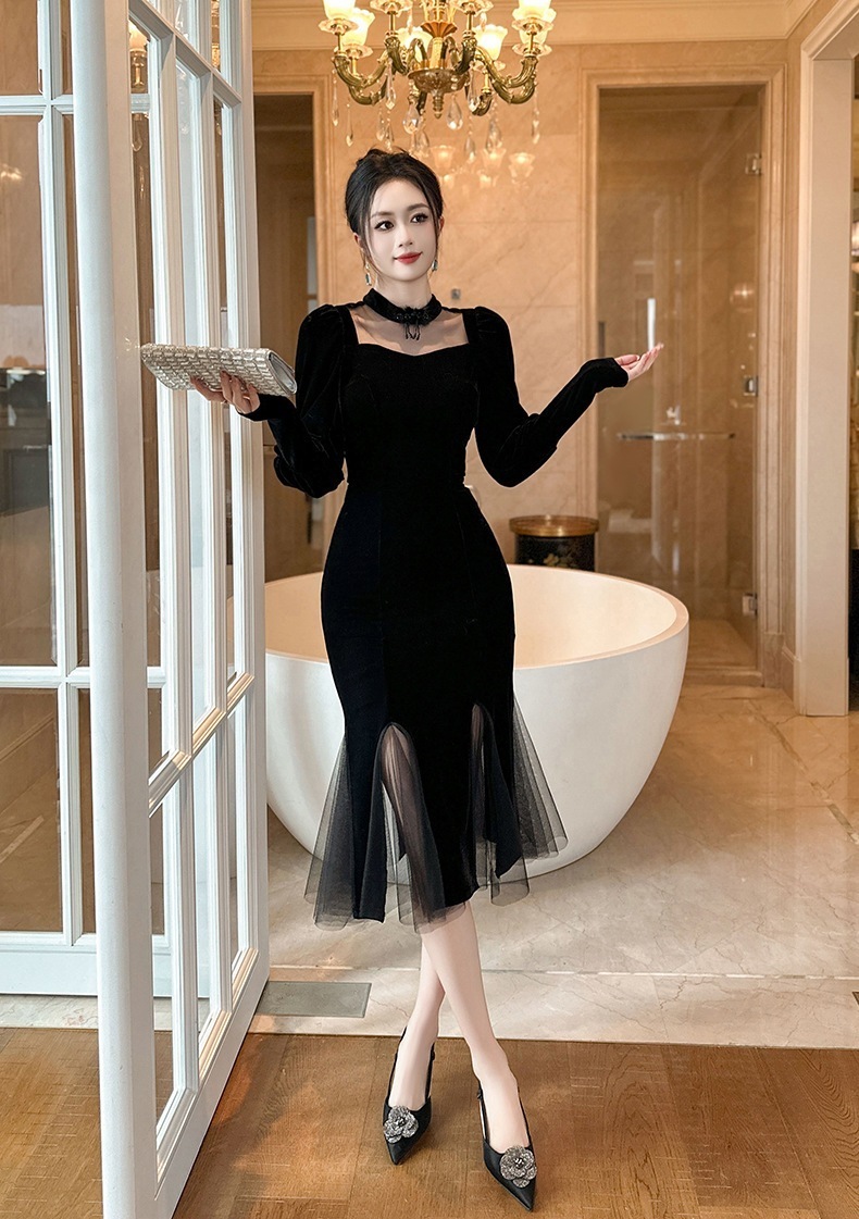 【JY.上品】 秋 チャイナドレス チュール マーメイド 新中式 ワンピ パーティードレス キャバ 着痩せ 大人 お呼ばれ 同窓会 披露宴 卒業式 結婚式 ウェディング 二次会 成人式