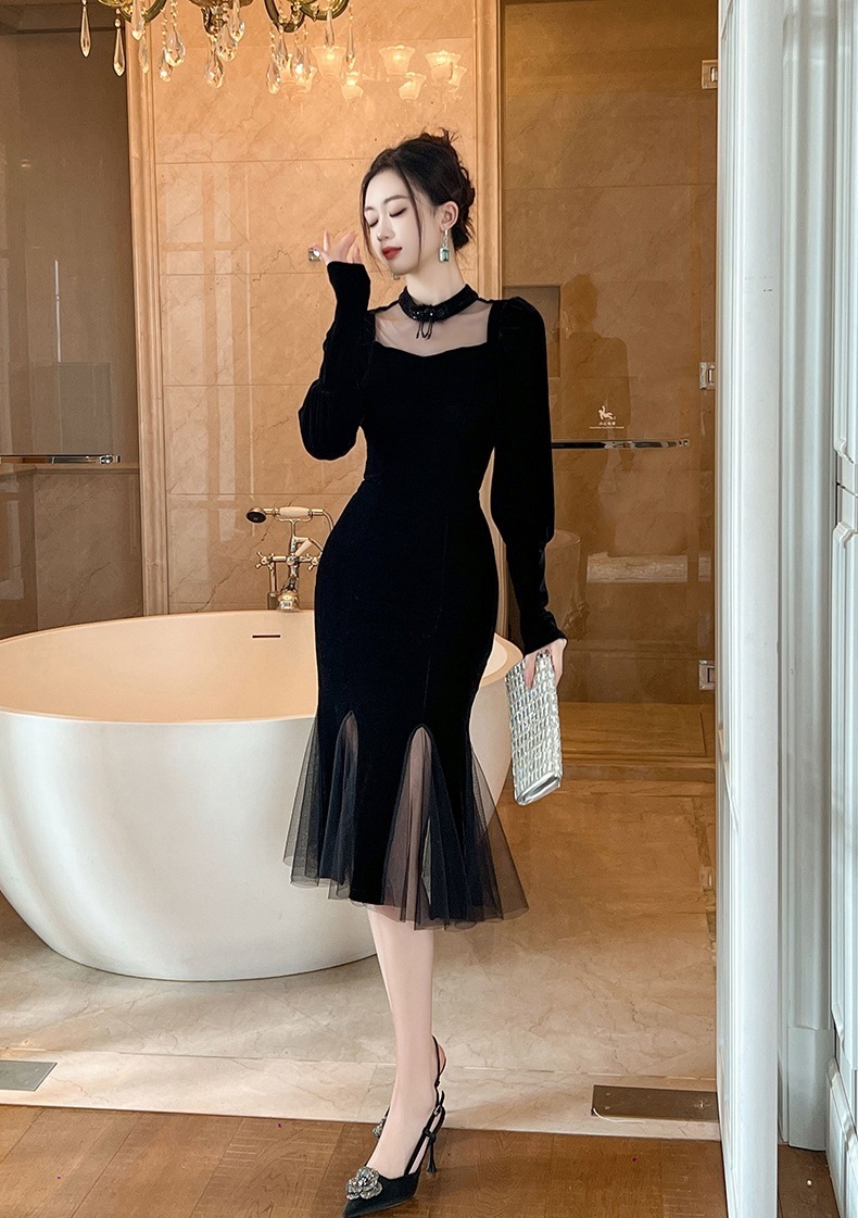 【JY.上品】 秋 チャイナドレス チュール マーメイド 新中式 ワンピ パーティードレス キャバ 着痩せ 大人 お呼ばれ 同窓会 披露宴 卒業式 結婚式 ウェディング 二次会 成人式