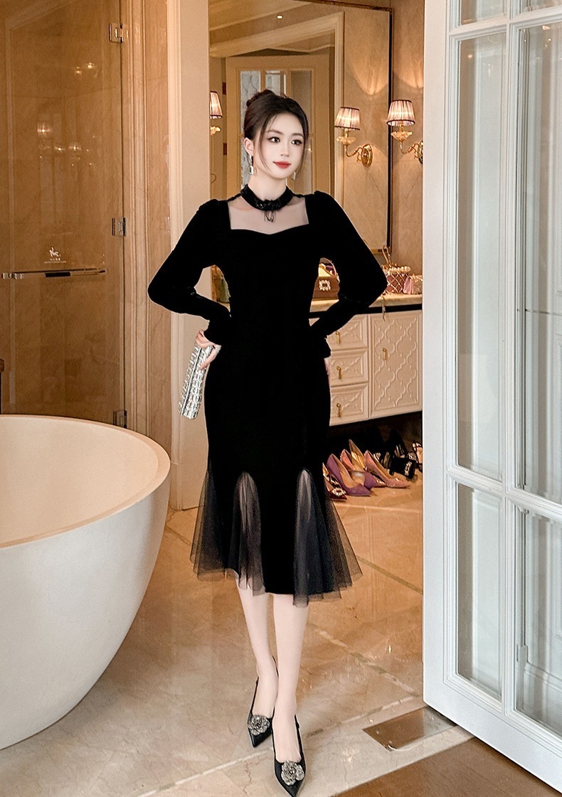 【JY.上品】 秋 チャイナドレス チュール マーメイド 新中式 ワンピ パーティードレス キャバ 着痩せ 大人 お呼ばれ 同窓会 披露宴 卒業式 結婚式 ウェディング 二次会 成人式