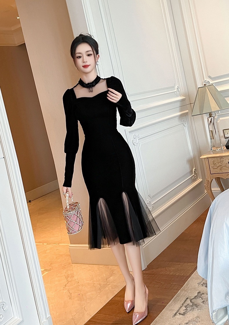 【JY.上品】 秋 チャイナドレス チュール マーメイド 新中式 ワンピ パーティードレス キャバ 着痩せ 大人 お呼ばれ 同窓会 披露宴 卒業式 結婚式 ウェディング 二次会 成人式