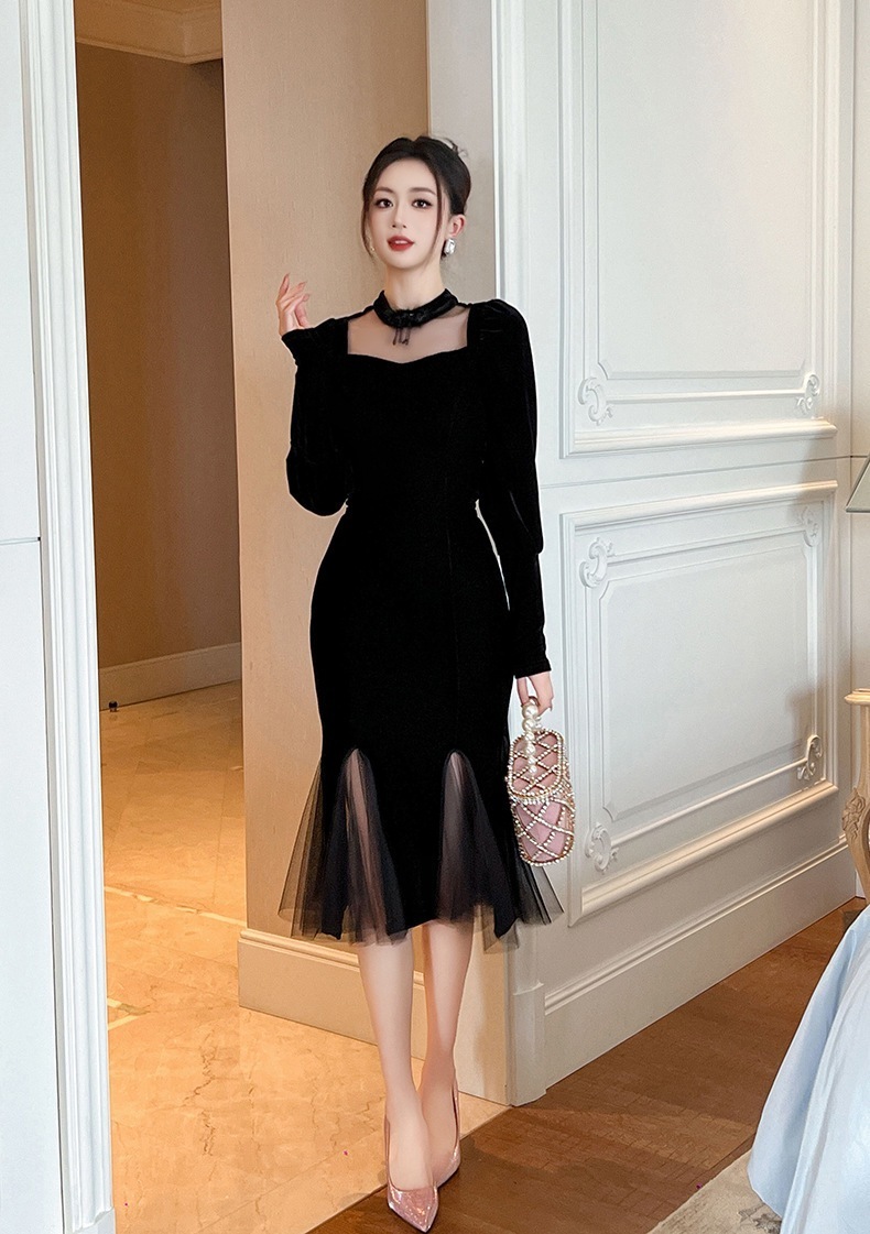 【JY.上品】 秋 チャイナドレス チュール マーメイド 新中式 ワンピ パーティードレス キャバ 着痩せ 大人 お呼ばれ 同窓会 披露宴 卒業式 結婚式 ウェディング 二次会 成人式