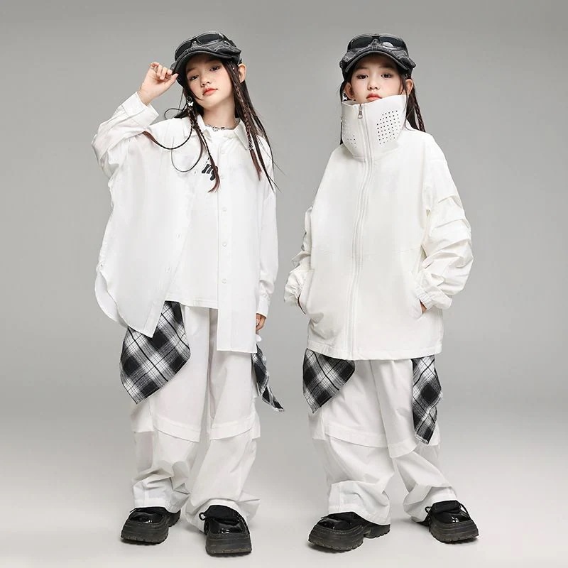 街のダンスの子供のファッション服の男女の子供のゆったりしたファッションのブランドは街のジャケットの子供のhiphopヒップホップのクールでかっこいい演出の服装を揚げます 街のダンスの子供のファッション服の男女の子供のゆったりしたファッションのブランドは街のジャケットの子供のhiphopヒップホップのクールでかっこいい演出の服装を揚げます