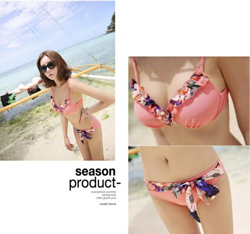 水着 4点セット 体型カバー 花柄 レディース水着 ビキニ ピンク ブラック グリーン バスト盛れる 隠したいところを隠す見せたいところを見せる ホルターネックワイヤー入りビキニ MIZUGI 海