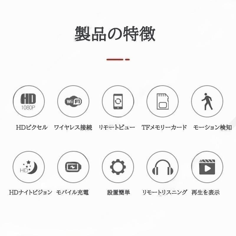 防犯カメラ 監視カメラ 屋外 家庭用 wifi Wi-Fi 小型 最大200万画素 磁石搭載 内蔵バッテリー HD1080P 室内 車内 リビング アウトドア 工事不要 送料無料