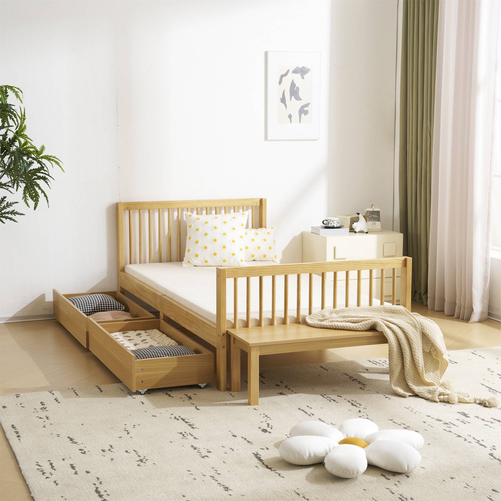 春新登場！シングル 木製すのこベッド 収納 北欧　オシャレ　NATURAL 新作ベッド シングル すのこベッド 収納 北欧 おしゃれ ベッドフレーム