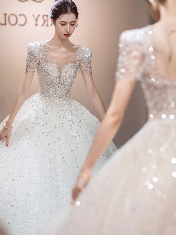 メイン ウェディングドレス 2024 花嫁 プリンセス 女性 スモール フレンチ ライト ハイエンド テクスチャ トレーリング 冬 メイン ウェディングドレス 2024 花嫁 プリンセス 女性 スモール フレンチ ライト ハイエンド テクスチャ トレーリング 冬