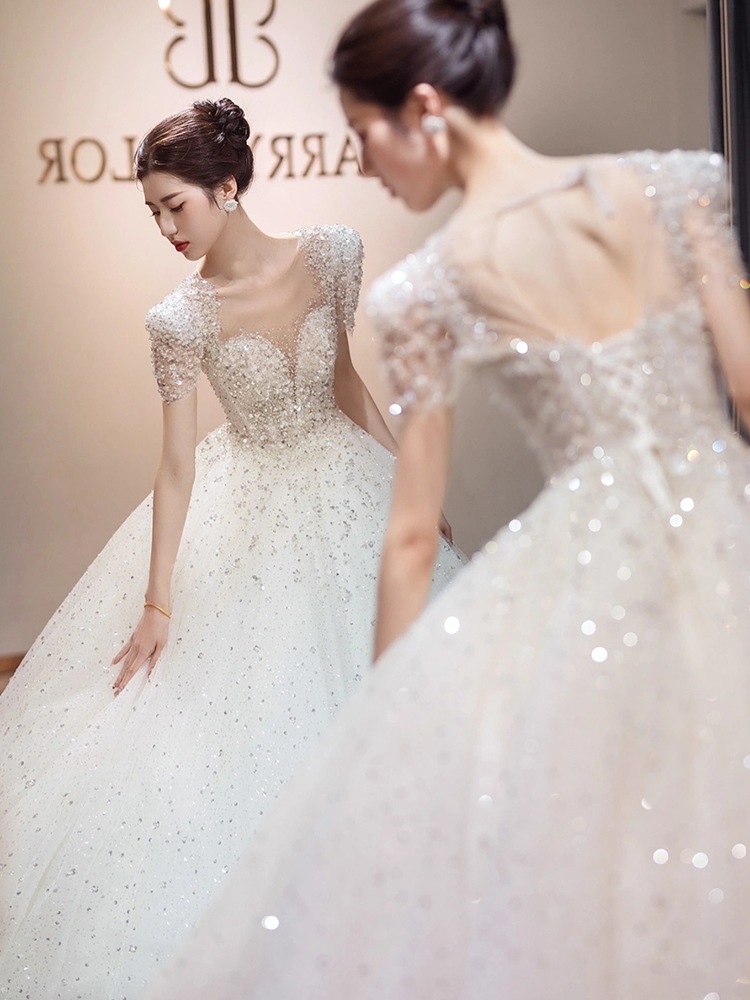 メイン ウェディングドレス 2024 花嫁 プリンセス 女性 スモール フレンチ ライト ハイエンド テクスチャ トレーリング 冬 メイン ウェディングドレス 2024 花嫁 プリンセス 女性 スモール フレンチ ライト ハイエンド テクスチャ トレーリング 冬