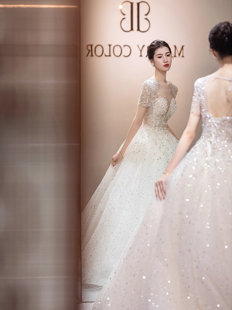 メイン ウェディングドレス 2024 花嫁 プリンセス 女性 スモール フレンチ ライト ハイエンド テクスチャ トレーリング 冬 メイン ウェディングドレス 2024 花嫁 プリンセス 女性 スモール フレンチ ライト ハイエンド テクスチャ トレーリング 冬