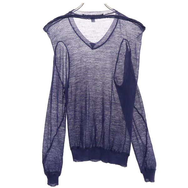 日本製 ウール 長袖 Vネック デザイン セーター SS ネイビー系 カットソー レディース 日本製 ウール 長袖 Vネック デザイン セーター SS ネイビー系 カットソー レディース