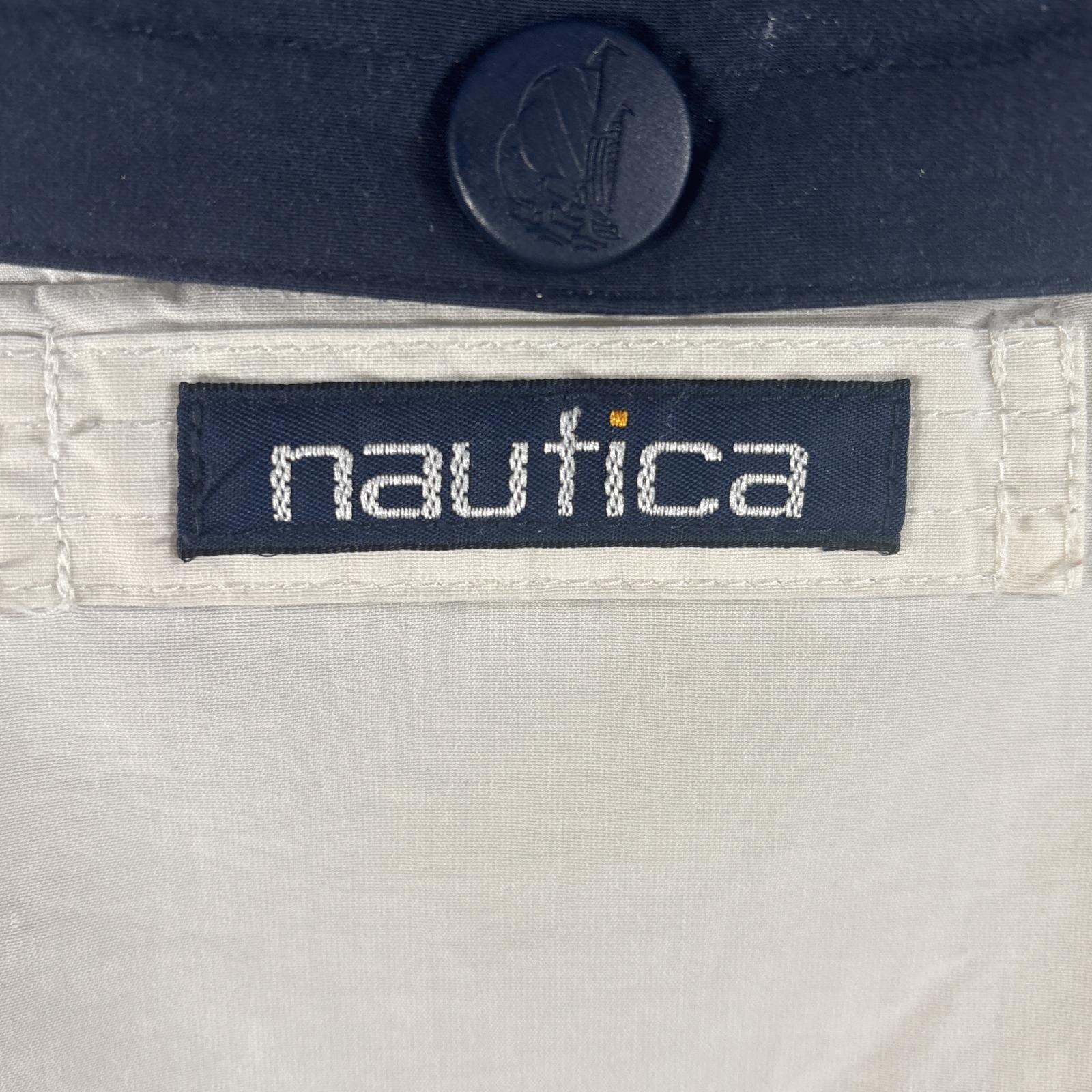 古着 90s/90年代 ジャケット ブルゾン ビッグ刺繍ロゴ フルジップ 収納フード M ホワイト マルチカラー メンズ