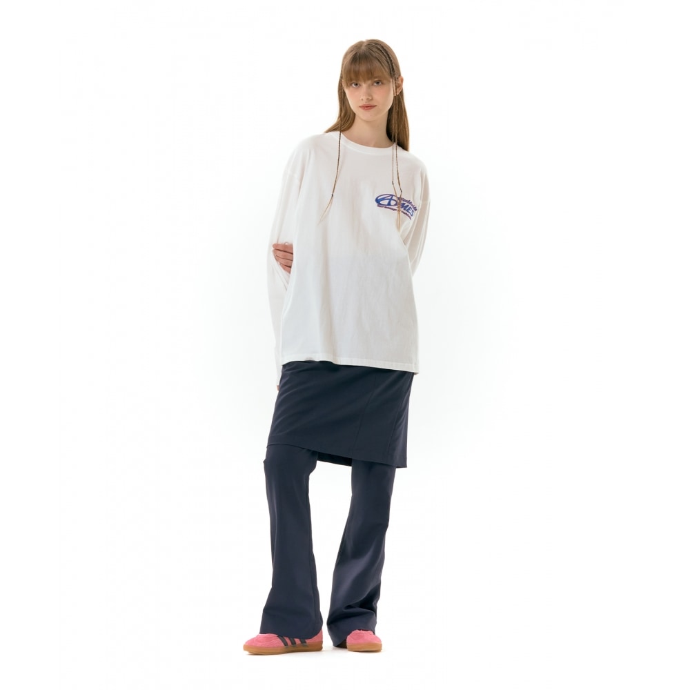 AMES-WORLDWIDE シンボルロゴ刺繍 LS T シャツ ホワイト