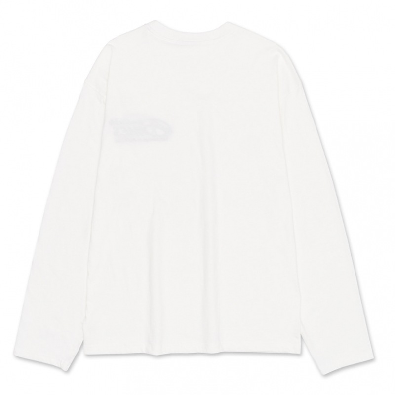 AMES-WORLDWIDE シンボルロゴ刺繍 LS T シャツ ホワイト