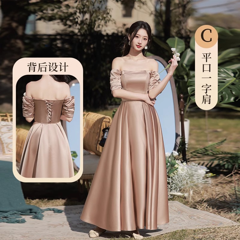 ブリスマイドドレス秋と冬のサテン女性の気質のためのハイエンドドレス結婚式の姉妹グループの親友ドレス ブリスマイドドレス秋と冬のサテン女性の気質のためのハイエンドドレス結婚式の姉妹グループの親友ドレス
