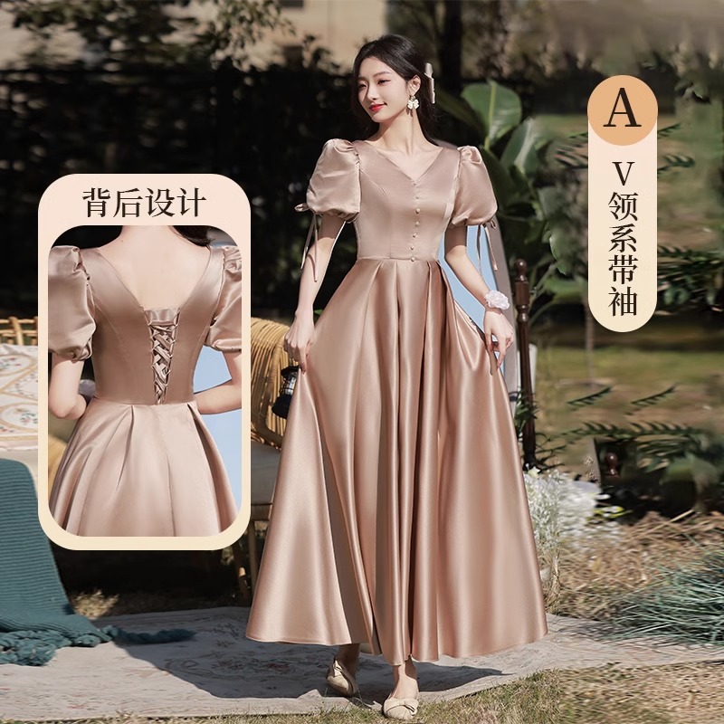 ブリスマイドドレス秋と冬のサテン女性の気質のためのハイエンドドレス結婚式の姉妹グループの親友ドレス ブリスマイドドレス秋と冬のサテン女性の気質のためのハイエンドドレス結婚式の姉妹グループの親友ドレス