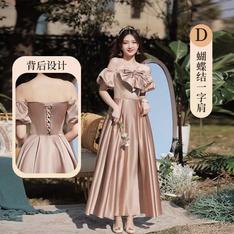 ブリスマイドドレス秋と冬のサテン女性の気質のためのハイエンドドレス結婚式の姉妹グループの親友ドレス ブリスマイドドレス秋と冬のサテン女性の気質のためのハイエンドドレス結婚式の姉妹グループの親友ドレス